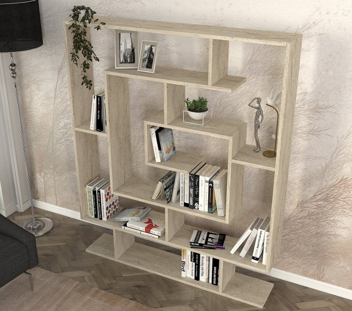 Hanah Home Estantería de Travertino 124.8x149.4x22 cm Tablero de Partículas Recubierto de Melamina
